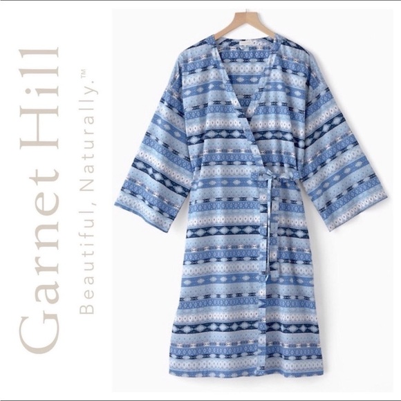 Garnet Hill Washed Prima Kimono Robe - Picture 1 of 8